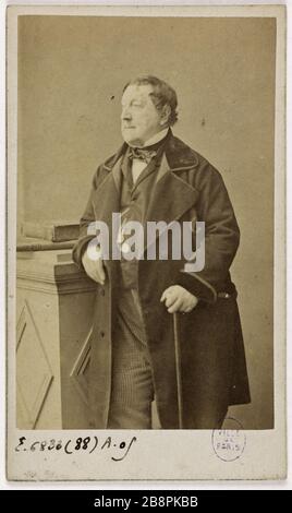 Porträt von Gioachino Rossini (1792-1868), (Komponist) Giraldon & Cie. Portrait de Gioachino Rossini (1792-1868), (Compositeur). Carte de visite (recto). Tirage sur Papier Albuminé, 1860-1868. Paris, musée Carnavalet. Stockfoto