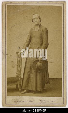 Porträt von Sabatier (-1871), (Priester, Vikar von Notre-Dame-de-Lorette, am 26. Mai 1871 erschossen) Pierre Petit (1831-1909) (Pierre Lanith Petit, dit). Portrait de Sabatier, (-1871), prêtre, vicaire de Notre-Dame-de-Lorette, fusillé le 26 Mai 1871. Carte de visite (recto). Tirage sur Papier Albuminé, 1860-1871. Paris, musée Carnavalet. Stockfoto