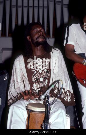 ANN ARBOR - 18. SEPTEMBER: Jamaikanischer Sänger, Songwriter und Reggae-Musiker, Peter Tosh (1944-1987) tritt im Hill Auditorium vom 18. September 1981 in Ann Arbor, Michigan auf. Kredit: Ross Marino Archiv / MediaPunch Stockfoto