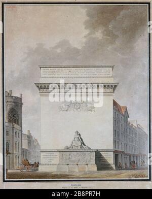 Brunnen am Point St Eustache Etienne-Louis Boullée (1728-1799) projiziert. 'Fontaine de la pointe Saint-Eustache'. Paris, musée Carnavalet. Stockfoto