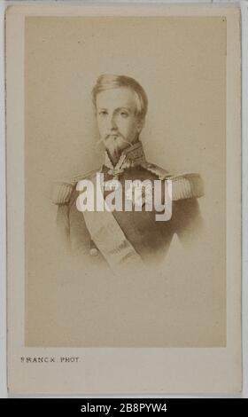 Porträt von Eugene Henri d'Orléans, Herzog von Aumale (1822-1897), (Gouverneur General von Algerien, Abgeordneter) Franck (François Gobinet de Villechole, dit). Portrait d'Henri Eugène d'Orléans, duc d'Aumale (1822-1897), (Général gouverneur d'Algérie, député). Carte de visite (recto). Tirage sur Papier Albuminé. 1870-1890. Paris, musée Carnavalet. Stockfoto