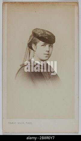 Porträt von Leonie Baron (geborene Boudin), (Schauspielerin) Ulric grob (actif entre 1860 et 1900). Portrait de Léonie Baron (née Boudin), (actrice). Carte de visite (recto). Tirage sur Papier Albuminé. 1860-1870. Paris, musée Carnavalet. Stockfoto