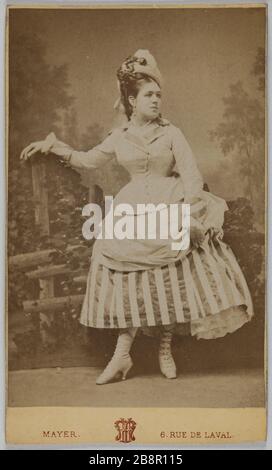 Porträt von Leonie Baron (geborene Boudin), (Schauspielerin) Victor Mathieu. Portrait de Léonie Baron (née Boudin), (actrice). Carte de visite (recto). Tirage sur Papier Albuminé. 1860-1870. Paris, musée Carnavalet. Stockfoto
