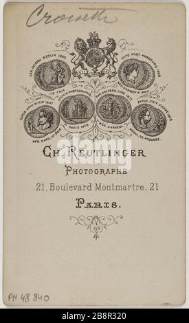 Porträt von Sophie Croizette (Sternfrau) (1847-1901) (französische Schauspielerin in der Komödie) Porträt de Sophie Croizette (épouse Stern-1847-1901), actrice à la Comédie française. Carte de visite (verso). Tirage sur Papier Albuminé. 1869-1883. Photographie de Charles Reutlinger (1816-1860). Paris, musée Carnavalet. Stockfoto