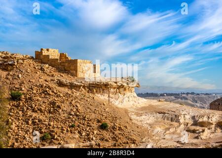 Eintritt in den Ein Avdat National Park, Negev Desert, Israel, Naher Osten. Stockfoto