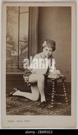 Porträt von Delille (Tänzerin?) Portrait de Delille, danseuse. Photographie de Ulric grob (actif entre 1860 et 1900). Carte de visite (recto). Tirage sur Papier Albuminé. 1870-1890. Paris, musée Carnavalet. Stockfoto