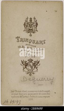 Porträt von Pater Jean Gaspard Degurry (1791-1871), (Priester der Madeleine) Portrait de l'Abbé Jean Gaspard Deguerry (1791-1871), curé de la Madeleine. Carte de visite (verso). Tirage sur Papier Albuminé. 1871. Photographie d'Antoine René Trinquart (actif de 1859 à 1875). Paris, musée Carnavalet. Stockfoto