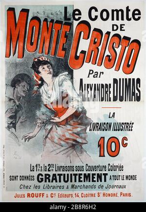 DER GRAF VON MONTE CRISTO DUMAS ALEXANDER JULES CHERET. Imprimerie Chaix. Le Comte de Monte Cristo par Alexandre Dumas. Affiche. Lithographie couleur, 1885. Paris, musée Carnavalet. Stockfoto