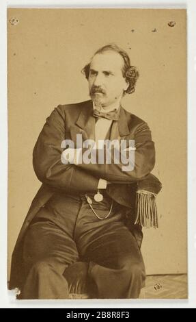 Porträt von Louis Guéymard, (1822-1880), Tenor Portrait de Louis Gueymard, (1822-1880), ténor. Carte de visite (recto).tirage sur Papier albuminé. Avant, 1880. Photographie d'Antoine René Trinquart. Paris, musée Carnavalet. Stockfoto