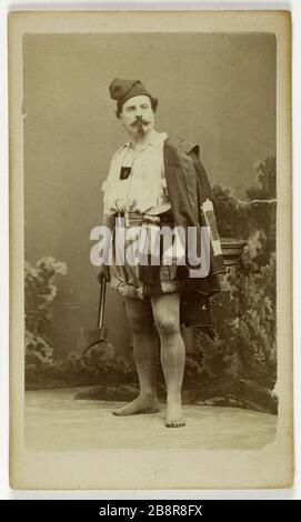 Porträt von Louis Guéymard, (1822-1880), Tenor Portrait de Louis Gueymard, (1822-1880), ténor. Carte de visite (recto).tirage sur Papier albuminé. Avant, 1880. Photographie de Cyrus Anatole Pougnet. Paris, musée Carnavalet. Stockfoto