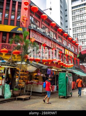 Petaling Street Markets während des Tages Chinatown Kuala Lumpur Malaysia. Stockfoto