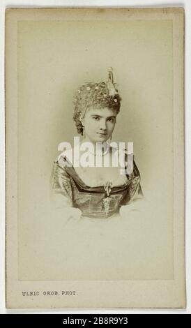 Portrait Gouvion White (Schauspielerin) Portrait de Gouvion Blanche, actrice. Carte de visite (recto). Photographie d'Ulric grob (actif entre 1860 et 1900). Tirage sur Papier Albuminé. 1860-1890. Paris, musée Carnavalet. Stockfoto