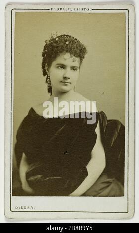Portrait Gouvion White (Schauspielerin) Portrait de Gouvion Blanche, actrice. Carte de visite (recto). Photographie de Disdéri. Tirage sur Papier Albuminé. 1860-1890. Paris, musée Carnavalet. Stockfoto