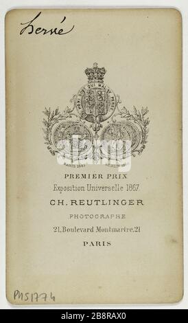 Porträt von Herve (Florimond Gnaw Says), (1825-1892), Komponist (Operette) und Dirigent des Königspalastes im Jahr 1851 Portrait de Hervé, (Florimond Ronger, dit), (1825-1892), Compositeur (opérette) et Chef d'orchestre du Palais-Royal en 1851. Carte de visite (verso).tirage sur Papier albuminé. Entre 1860-1890. Photographie de Charles Reutlinger (1816-1880). Paris, musée Carnavalet. Stockfoto