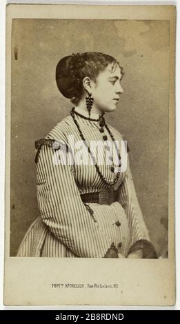 Porträt von Leonide Leblanc, (1842-1894), (Schauspielerin) Porträt de Léonide Leblanc (1842-1894), Aktrice. Carte de visite. Entre 1860 et 1890. Photographie de Georges NUMA. Paris, musée Carnavalet. Stockfoto