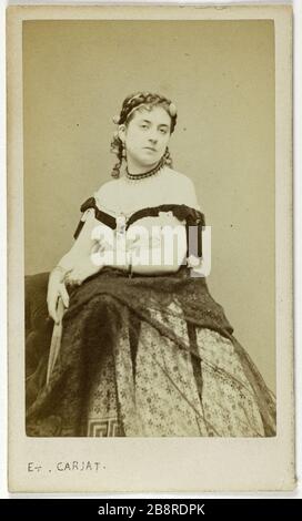 Porträt von Leonide Leblanc, (1842-1894), (Schauspielerin) Porträt de Léonide Leblanc (1842-1894), Aktrice. Carte de visite. Entre 1860 et 1890. Photographie de Carjat & Cie. Paris, musée Carnavalet. Stockfoto