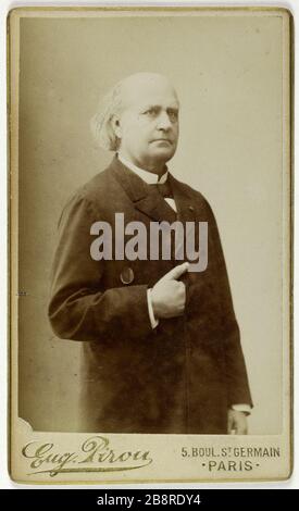 Porträt von Leconte de Lisle (Charles Marie Leconte sagt), (18-1894), (Dichter) Porträt de Leconte de Lisle, (dit Charles Marie Leconte), (1818-1894), poète. Carte de visite. Entre 1870-et 1890. Photographie d'Eugène Pirou. Paris, musée Carnavalet. Stockfoto