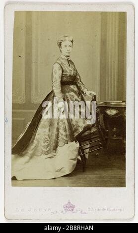 Porträt der Prinzessin Metternich (1836-1921), geborene Prinzessin Pauline Sandor, österreichische Botschafterin in Paris. Levitsky Le jeune. Portrait de la princesse de Metternich (1836-1921), née Princesse Pauline Sandor, ambassadrice d'Autriche à Paris. Carte de visite (recto). Tirage sur Papier Albuminé. 1860-1890. Paris, musée Carnavalet. Stockfoto