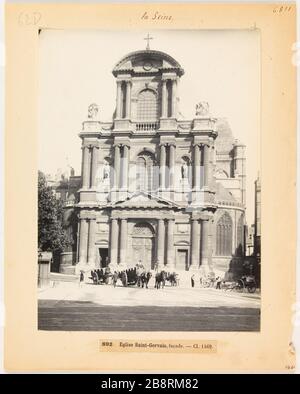 Die Seine / 892. Eglise Saint-Gervais, Fassade. - Kl. 1469 Fassade von Saint-Gervais-St.-Protais, 4. Bezirk, Paris 'façade de l'église Saint-Gervais-Saint-Protais, Paris (IVème arr.)'. Photographie d'Hippolyte Blancard (1843-1924), vers 1890. Paris, musée Carnavalet. Stockfoto