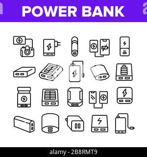 Symbole Für Die Sammlung Von Powerbank-Geräten Setzen Den Vektor Stock Vektor