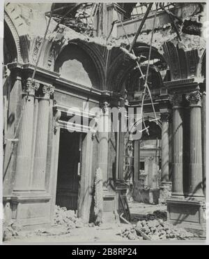 Rathaus/Interieur. Im Rathaus, 4. Bezirk, Paris. La Commune de Paris. Intérieur de l'Hôtel-de-Ville. Paris (IVème arr.). Photographie d'Hippolyte Blancard (1843-1924). Tirage au platine (recto). 1870-1871. Paris, musée Carnavalet. Stockfoto