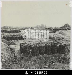 Le Raincy / preussische Batterie Raincy. Preussische Batterie Raincy Le Raincy. La Commune de Paris. Batterie prussienne au Raincy. Le Raincy (Seine-Saint-Denis). Photographie d'Hippolyte Blancard (1843-1924). Tirage au platine (recto). 1870-1871. Paris, musée Carnavalet. Stockfoto