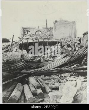 Auiteuil. Allgemeine Ansicht der Station /. Allgemeiner Blick auf den Bahnhof, Auteuil. La Commune de Paris. Vue générale de la gare, Auteuil. Paris (XVIème arr.). Photographie d'Hippolyte Blancard (1843-1924). Tirage au platine (recto). 1870-1871. Paris, musée Carnavalet. Stockfoto