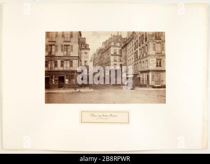 Platz der drei Maries / (Pont Neuf). Place des Trois-Maries, Blick vom 1. Bezirk Pont Neuf, Paris Marville, Charles. Place des Trois Maries / (du Pont-Neuf). "Place des Trois-Maries, vue pry du Pont-Neuf, 1er-Viertel, Paris". Tirage sur Papier albuminé à partir d'un négatif sur verre au collodion humide. Entre 1865-et 1865. Paris, musée Carnavalet. Stockfoto