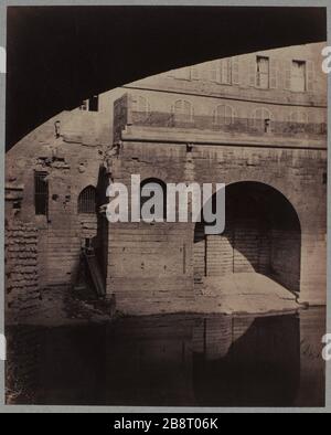 ALTES HOTEL-DIEU, INSELSTADT, 4. BEZIRK, PARIS Ancien Hôtel-Dieu, île de la Cité, Paris (IVème arr.). 1870-1880. Photographie de Pierre Emonds (1831-1912). Paris, musée Carnavalet. Stockfoto