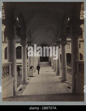 HOTEL-DIEU, INSELSTADT, 4. BEZIRK, PARIS Hôtel-Dieu, île de la Cité, Paris (IVème arr.). 1865-1875. Photographie de Pierre Emonds. Paris, musée Carnavalet. Stockfoto