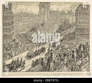 Auftritt des Saint-Germain-des-Près während der Prozession. - (Blick von der Wohnung von M.Quesnay-Beaurepaire) Stockfoto