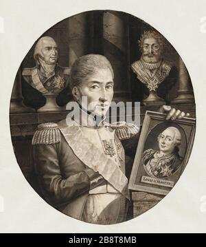 Porträt von Karl X. (182) zwischen den Büsten von Ludwig XVIII., Heinrich IV. Und Ludwig XVI (Dummy-Titel) Stockfoto