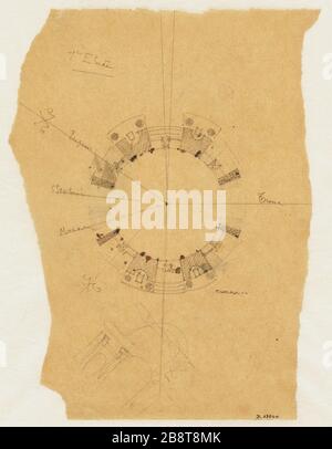 Plan vorgeschlagenes Denkmal zur Thronbesteigung (Dummy Title) Plan and Project Monument Square Throne Present Place of the Nation, 12. Distrikt. (Dummy-Titel) Stockfoto