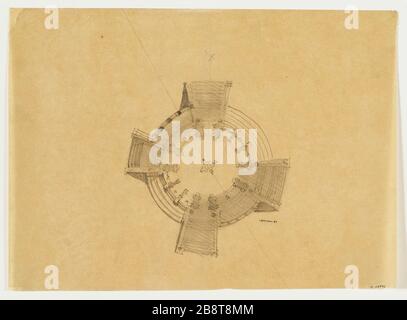 Plan vorgeschlagenes Denkmal zur Thronbesteigung (Dummy Title) Plan and Project Monument Square Throne Present Place of the Nation, 12. Distrikt. (Dummy-Titel) Stockfoto