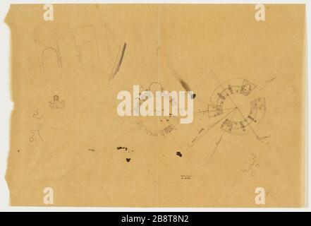 Plan vorgeschlagenes Denkmal zur Thronbesteigung (Dummy Title) Plan and Project Monument Square Throne Present Place of the Nation, 12. Distrikt. (Dummy-Titel) Stockfoto