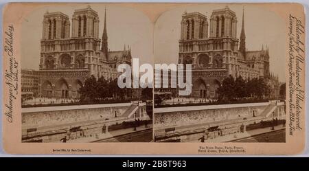 Unsere Liebe Frau. Kathedrale Notre-Dame, 4. Bezirk, Paris Cathédrale Notre-Dame, Paris (IVème arr.) . Photographie de Bert Underwood. Vue stéréoscopique, Papier Albuminé. 1894. Paris, musée Carnavalet. Stockfoto