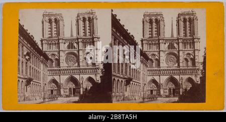 Notre Dame und das Hospiz Foundling, 4. Bezirk, Paris L'église Notre-Dame et l'Hospice des Enfants-Trouvés, Paris (IVème arr.). Photographie anonyme. Papieralbuminé. Entre, die er in den Jahren von 185-2. Paris, musée Carnavalet. Stockfoto