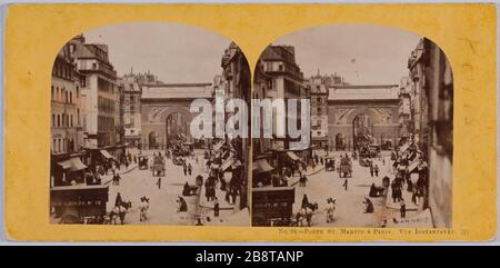 Porte Saint-Martin, 10. Bezirk, von der Rue Saint-Martin, 3. Bezirk, Paris. Porte St. Martin in Paris. La Porte Saint-Martin, depuis la rue Saint-Martin, Paris (Xème arr.). Photographie anonyme. Papieralbuminé. Entre 1858 und 1868. Paris, musée Carnavalet. Stockfoto