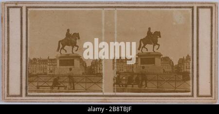 Statue Heinrich IV. Auf der Pont Neuf, 1. Bezirk, Pariser Statue Henri IV sur le Pont-Neuf, Paris (Ier arr.). Photographie anonyme. Tirage sur Papier albuminé. vers 1853-1863. Paris, musée Carnavalet. Stockfoto