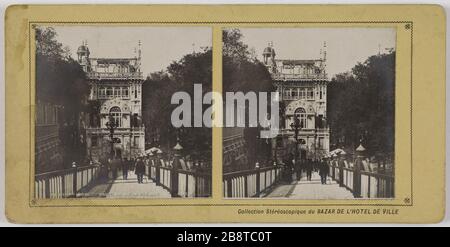 16 EXPON 1900. HAUSPRESSE S.I.P. 1900 Weltausstellung Pavillon der Presse, quai Branly, 7. Pariser Bezirk. Exposition universelle de 1900. Pavillon de la Presse, quai Branly, Paris (VIIème arr.). Société Industrielle de Photographie ou S.I.P. Tirage sur papier au gélatino bromure d'argent contrecollé sur carton jaune. Paris, musée Carnavalet. Stockfoto