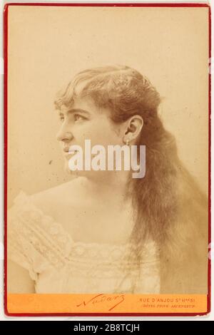 Porträt von Angela, Albert Lambert Frau, Schauspielerin Atelier Nadar. 'Portrait d'Angèle, épouse Albert Lambert, actrice'. Tirage sur Papier albuminé. Entre 1860-et 1885. Paris, musée Carnavalet. Stockfoto