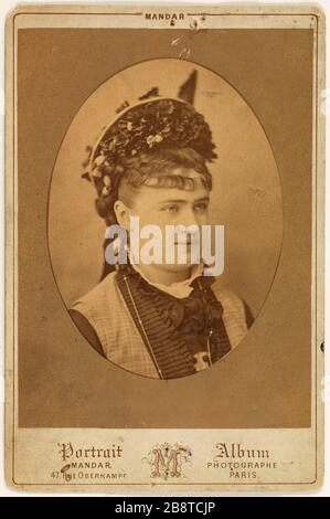 Porträt von Angela, Albert Lambert Frau, Schauspielerin Augustin Ernest François Mandar. 'Portrait d'Angèle, épouse Albert Lambert, actrice'. Tirage sur Papier albuminé. Entre 1860-et 1885. Paris, musée Carnavalet. Stockfoto