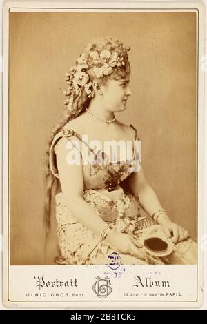 Porträt von Angela, Albert Lambert Ehefrau, Schauspielerin grob, Ulric. 'Portrait d'Angèle, épouse Albert Lambert, actrice'. Tirage sur Papier albuminé. vers 1860-1860. Paris, musée Carnavalet. Stockfoto