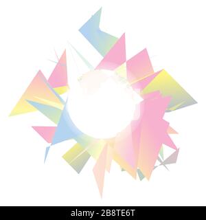 Farbenfroher Gradient polygonale Flecken auf weißem Hintergrund. Rahmen für zerbrochene Glasstücke Stock Vektor