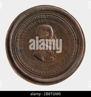 Louis-Alexandre, Duc de La Rochefoucauld d'Enville (1743-1796), Mitglied der Nationalversammlung (1789-1791), 1801 'Louis-Alexandre, duc de La Rochefoucauld d'Enville (1743-173), député à l'Assemblée nationale (1789-1791), 1801'. Métal. Paris, musée Carnavalet. Stockfoto