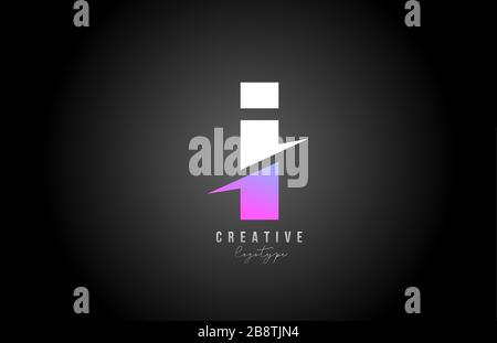 Alphabet I Buchstabe Logo Design in pink weiß schwarz für Unternehmen und Unternehmen Stock Vektor