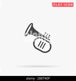 Symbol für flachen Trompeten-Vektor. Glyph-Style-Zeichen. Einfaches, handgezeichnetes Illustrationen Symbol für Konzeptinfografiken, Designs Projekte, UI und UX, Website oder m Stock Vektor