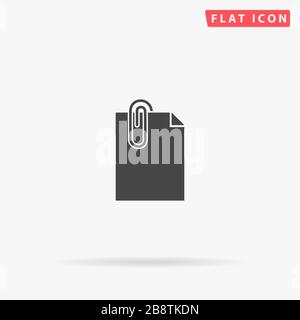 Büroklammer auf dem Symbol für den flachen Papiervektor. Glyph-Style-Zeichen. Einfaches, handgezeichnetes Illustrationen Symbol für Konzeptinfografiken, Designs Projekte, UI und UX, w Stock Vektor