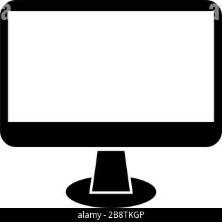 Widescreen-Computermonitor, Monoblock. Abbildung des Symbols "flacher Vektor". Einfaches schwarzes Symbol auf weißem Hintergrund. Widescreen Computer Monitor Monoblock Sign-Designvorlage für Web- und mobile UI-Elemente Stock Vektor