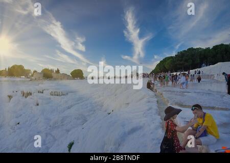 Pamukkale Travertines in Denizli, Türkei. Stockfoto